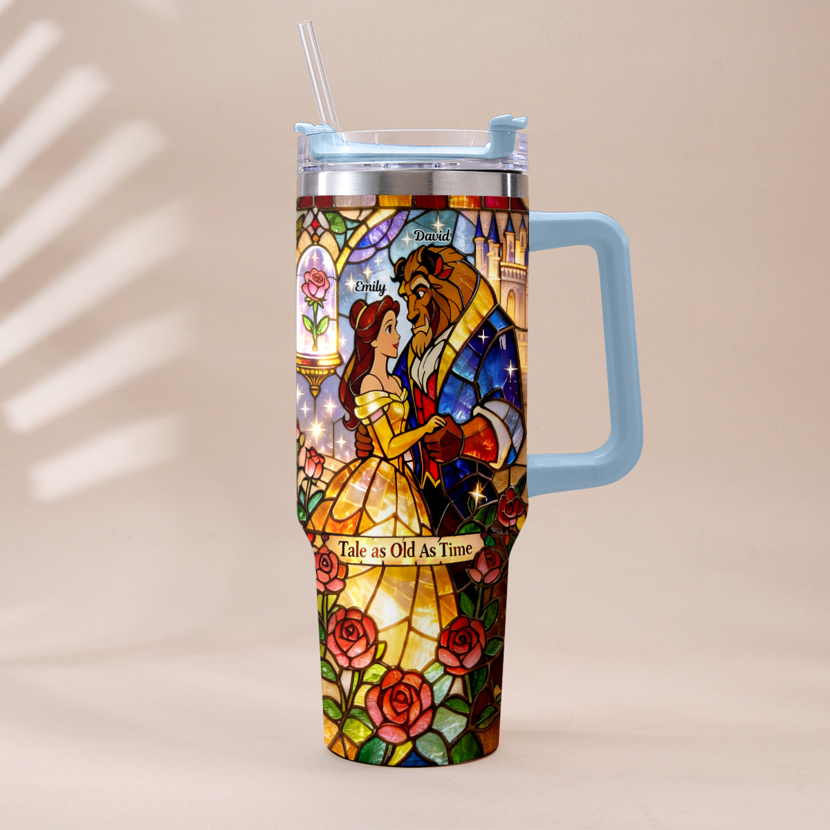 Tale As Old As Time - Personalized Beauty And The Beast Tumbler With Plush Charm