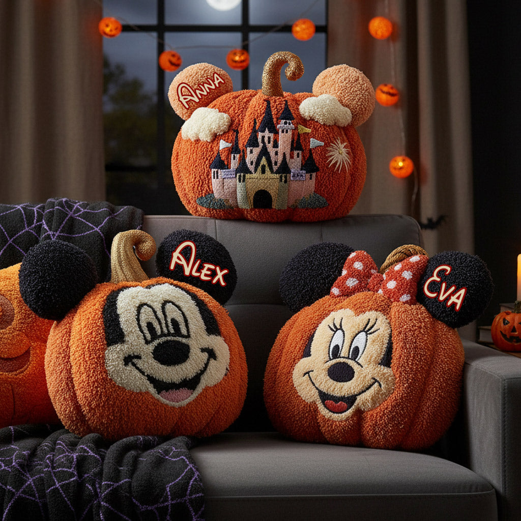 Magical Friends And Pumpkin Halloween Gift - Personalized Mouse Shaped Pillow