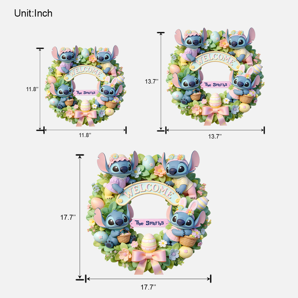 Easter Blue Monster - Personalized Ohana Custom Shaped Wood Sign