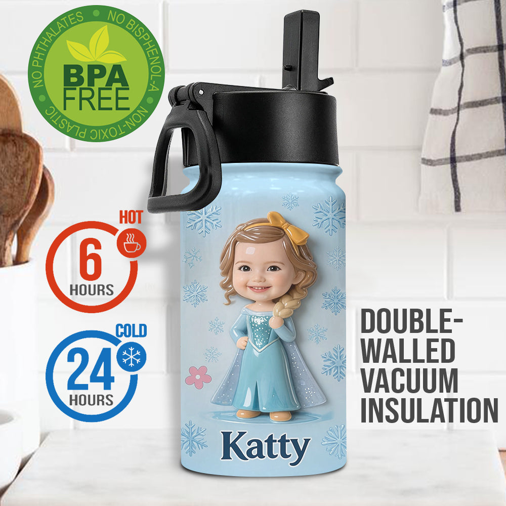 Cute Friends - Personalized Beautiful Princess Kid Bottle With Plush Charm