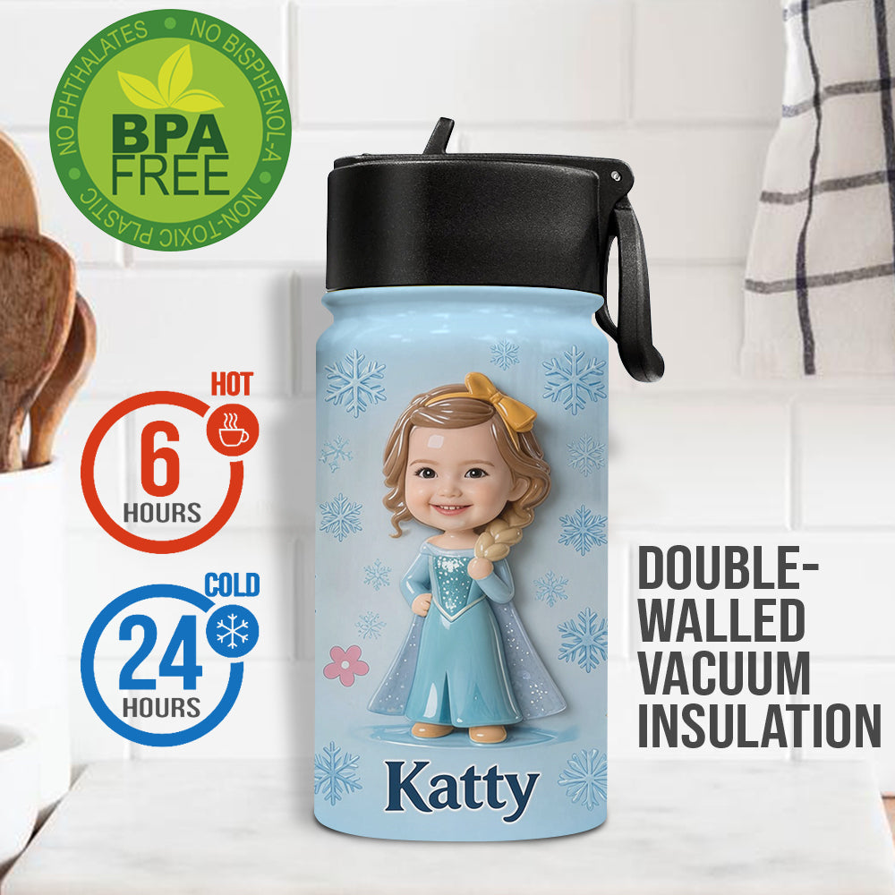 Cute Friends - Personalized Beautiful Princess Kid Bottle With Plush Charm