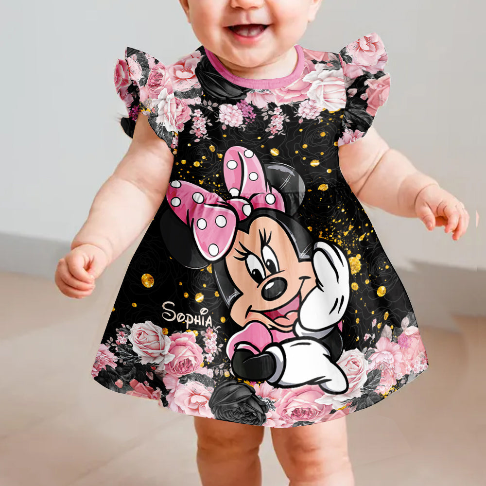 Believe In Magic - Personalized Mouse Kid Ruffle Sleeve Dress
