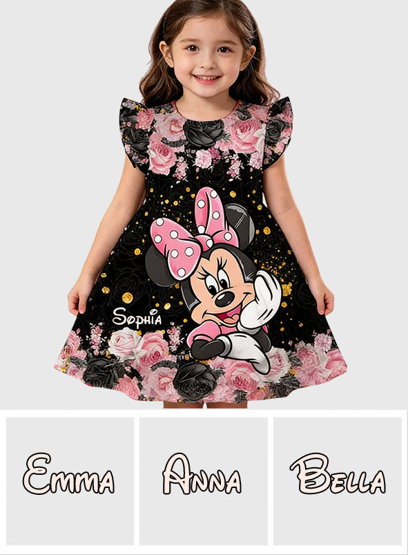 Believe In Magic - Personalized Mouse Kid Ruffle Sleeve Dress