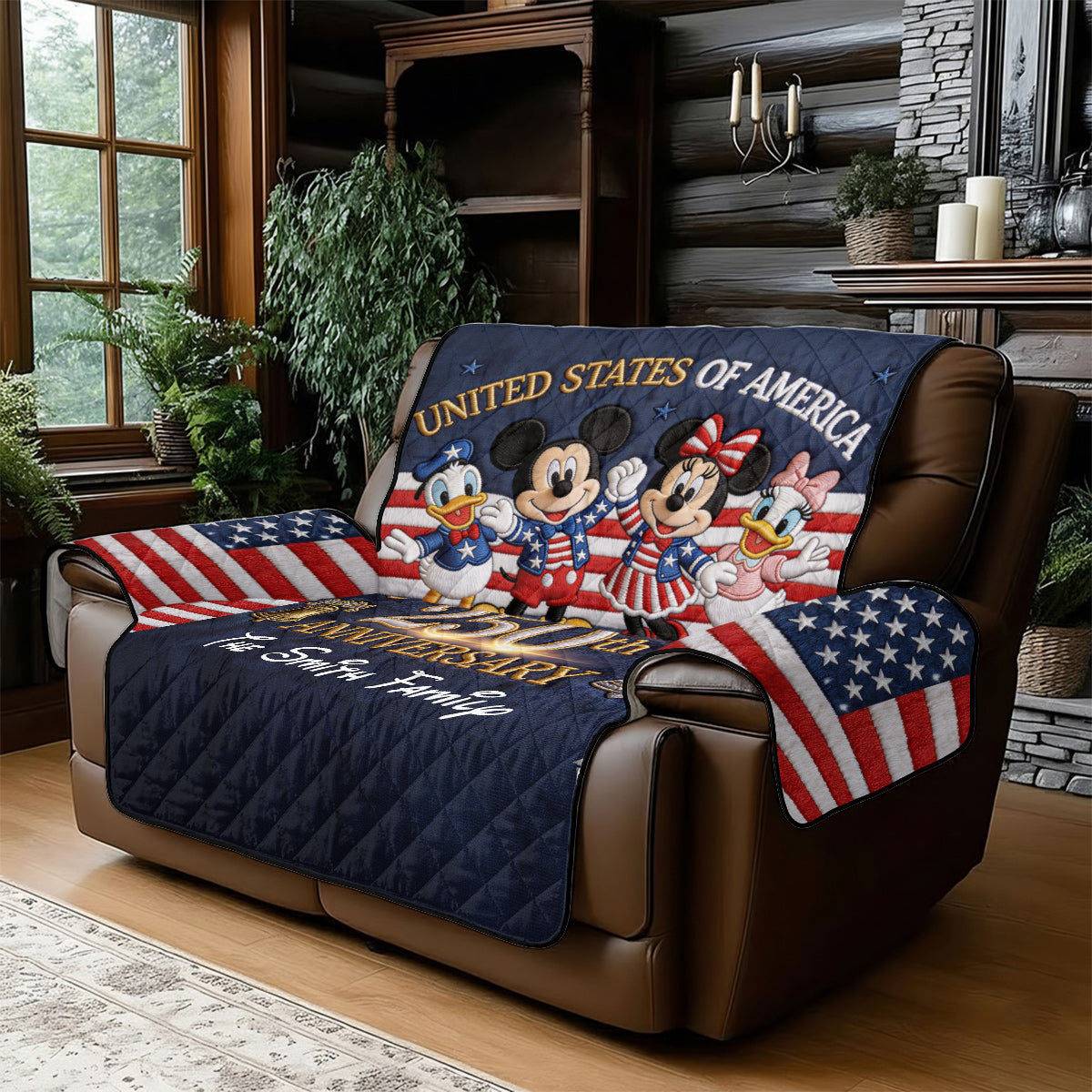 Celebrating 250th Anniversary - Personalized Mouse Quilted Sofa/Couch Cover