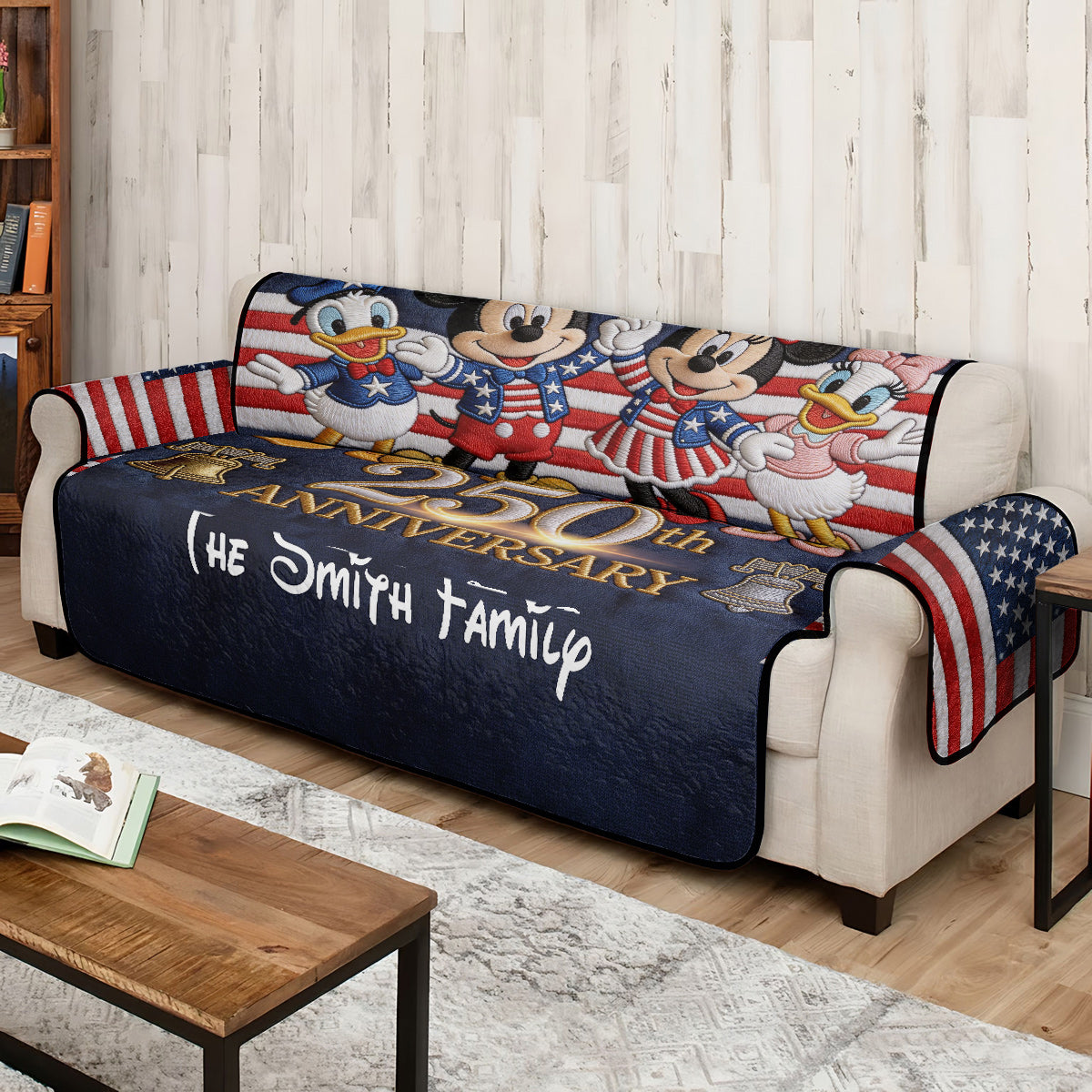 Celebrating 250th Anniversary - Personalized Mouse Quilted Sofa/Couch Cover