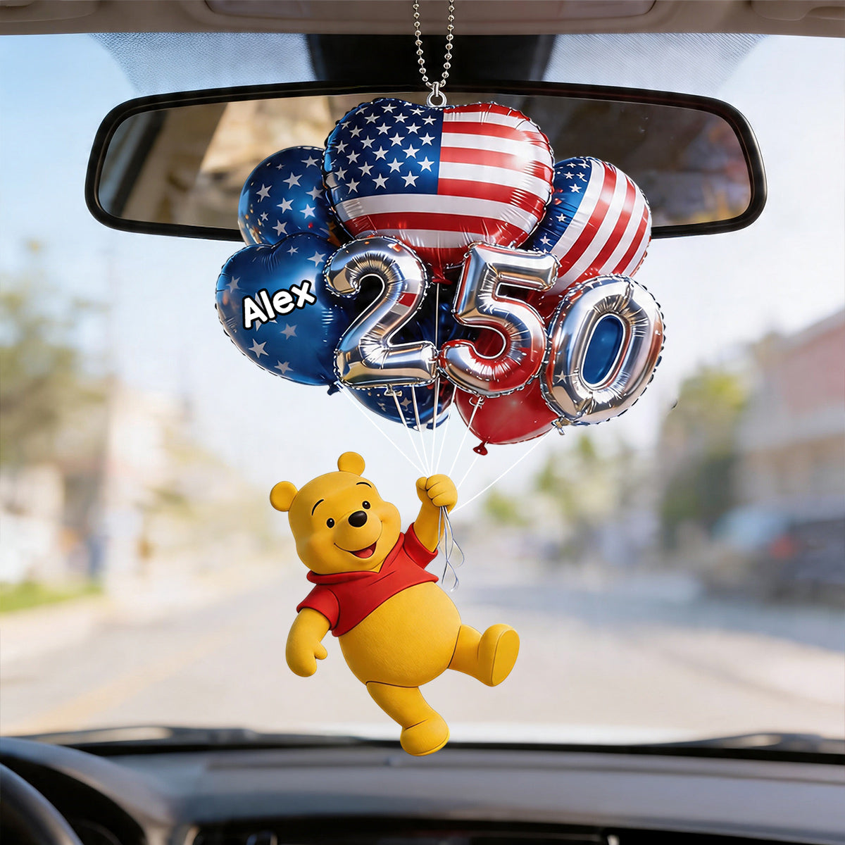 Hanging Balloons Cute Yellow Bear 250 - Personalized Yellow Bear Transparent Car Ornament