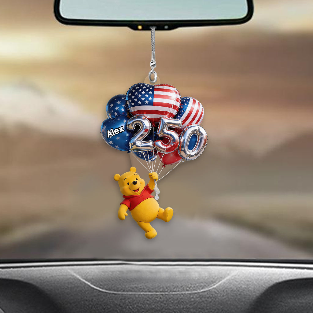 Hanging Balloons Cute Yellow Bear 250 - Personalized Yellow Bear Transparent Car Ornament
