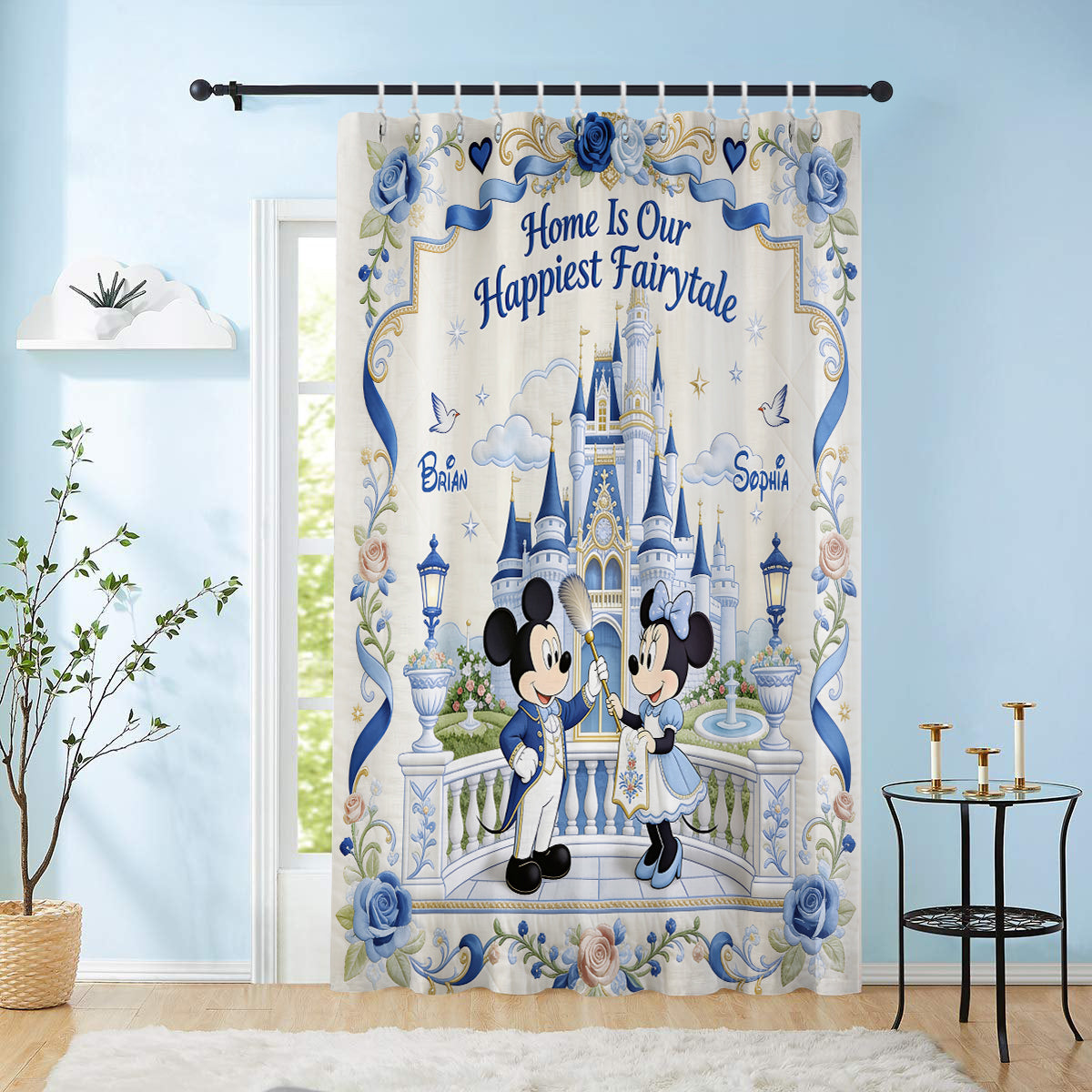 Home Is Our Happiest Fairytale - Personalized Mouse Blackout Window Curtain/ Drapes Set