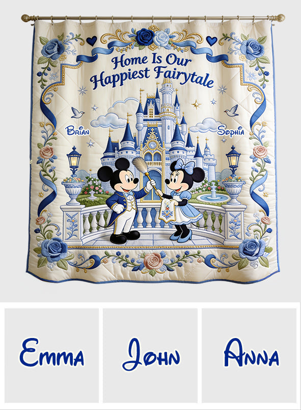 Home Is Our Happiest Fairytale - Personalized Mouse Blackout Window Curtain/ Drapes Set