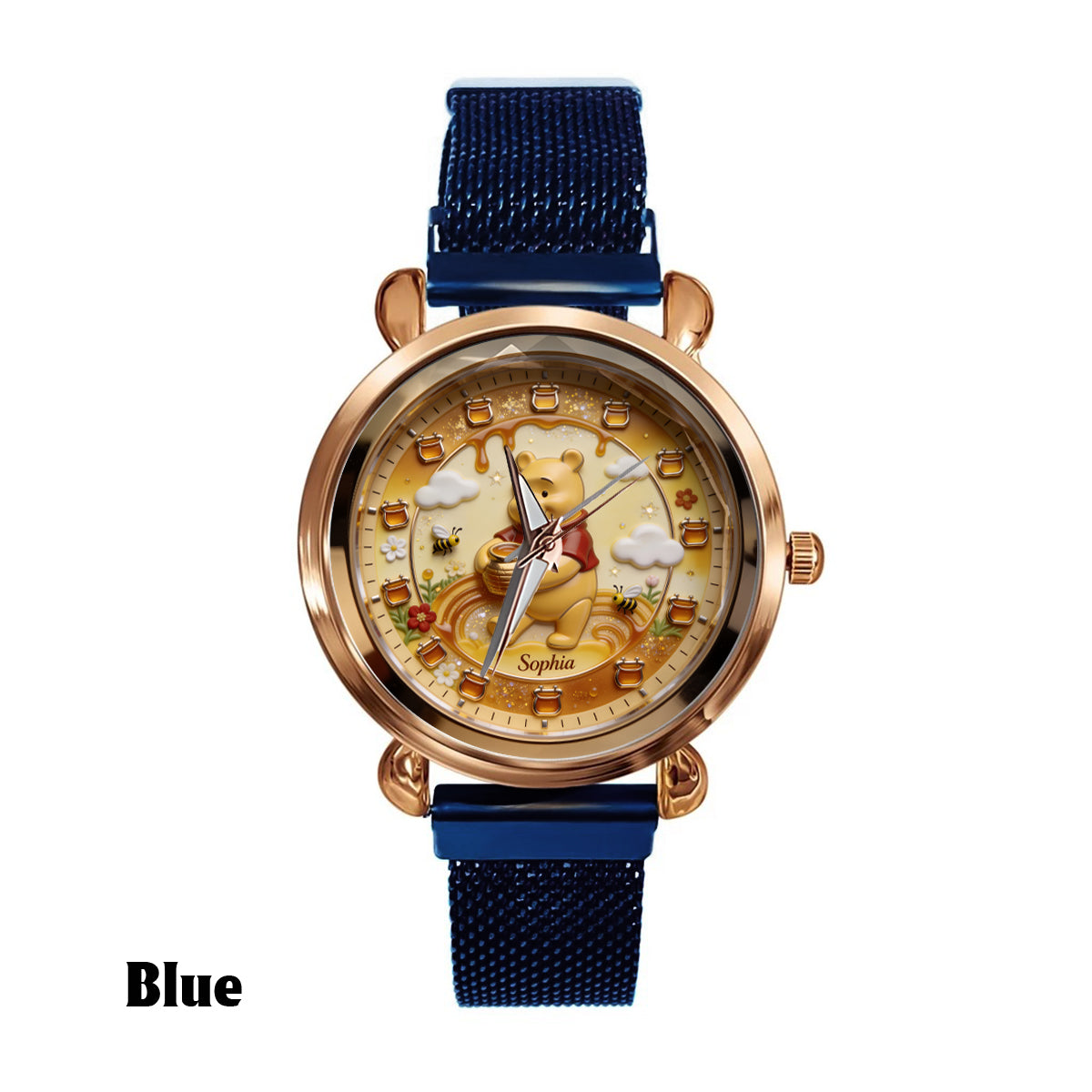 Honey Bear Clock - Personalized Yellow Bear Women Hand Watch