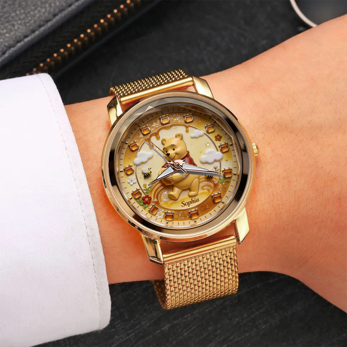 Honey Bear Clock - Personalized Yellow Bear Women Hand Watch