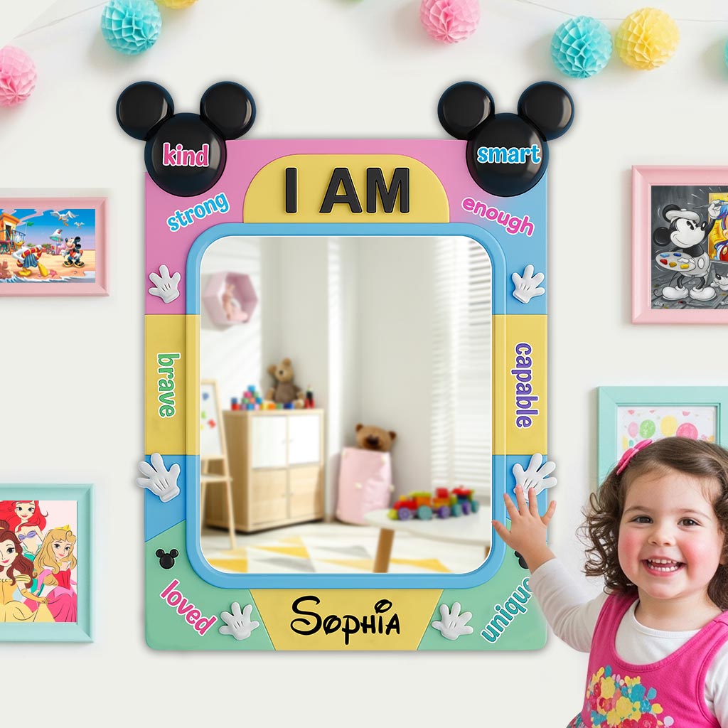 Affirmations Gift - I Am Kind - Personalized Mouse Wall Hanging Mirror