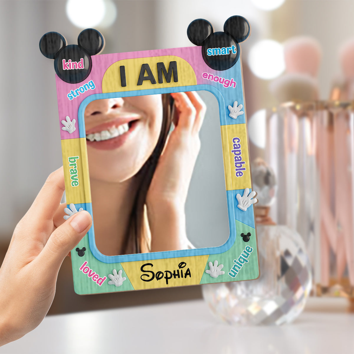 Affirmations Gift - I Am Kind - Personalized Mouse Wall Hanging Mirror