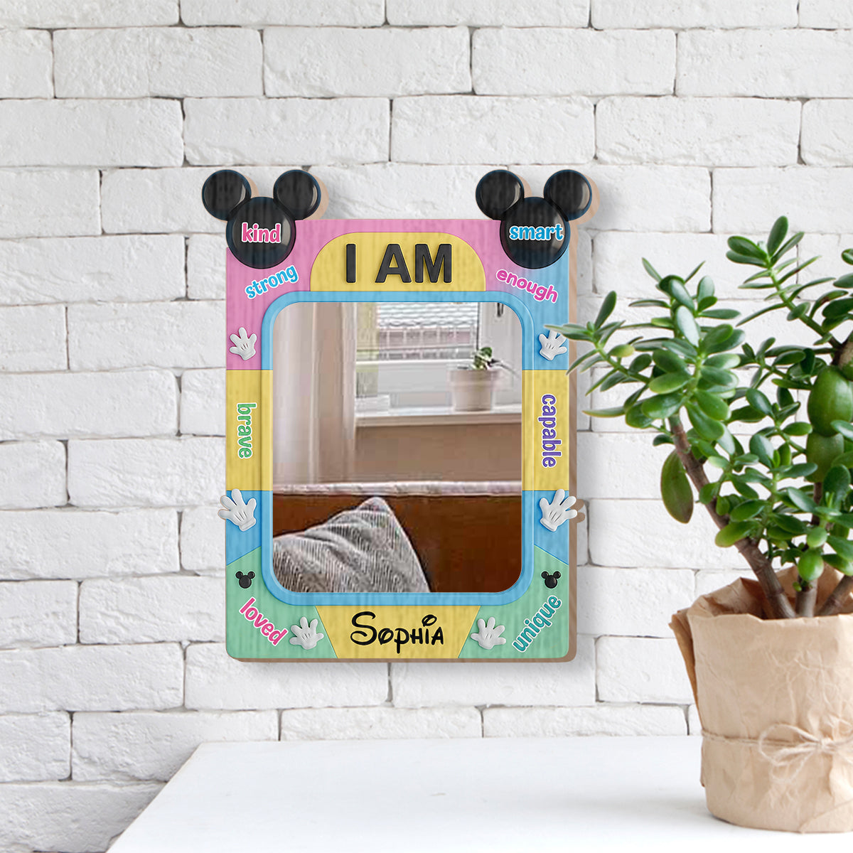 Affirmations Gift - I Am Kind - Personalized Mouse Wall Hanging Mirror
