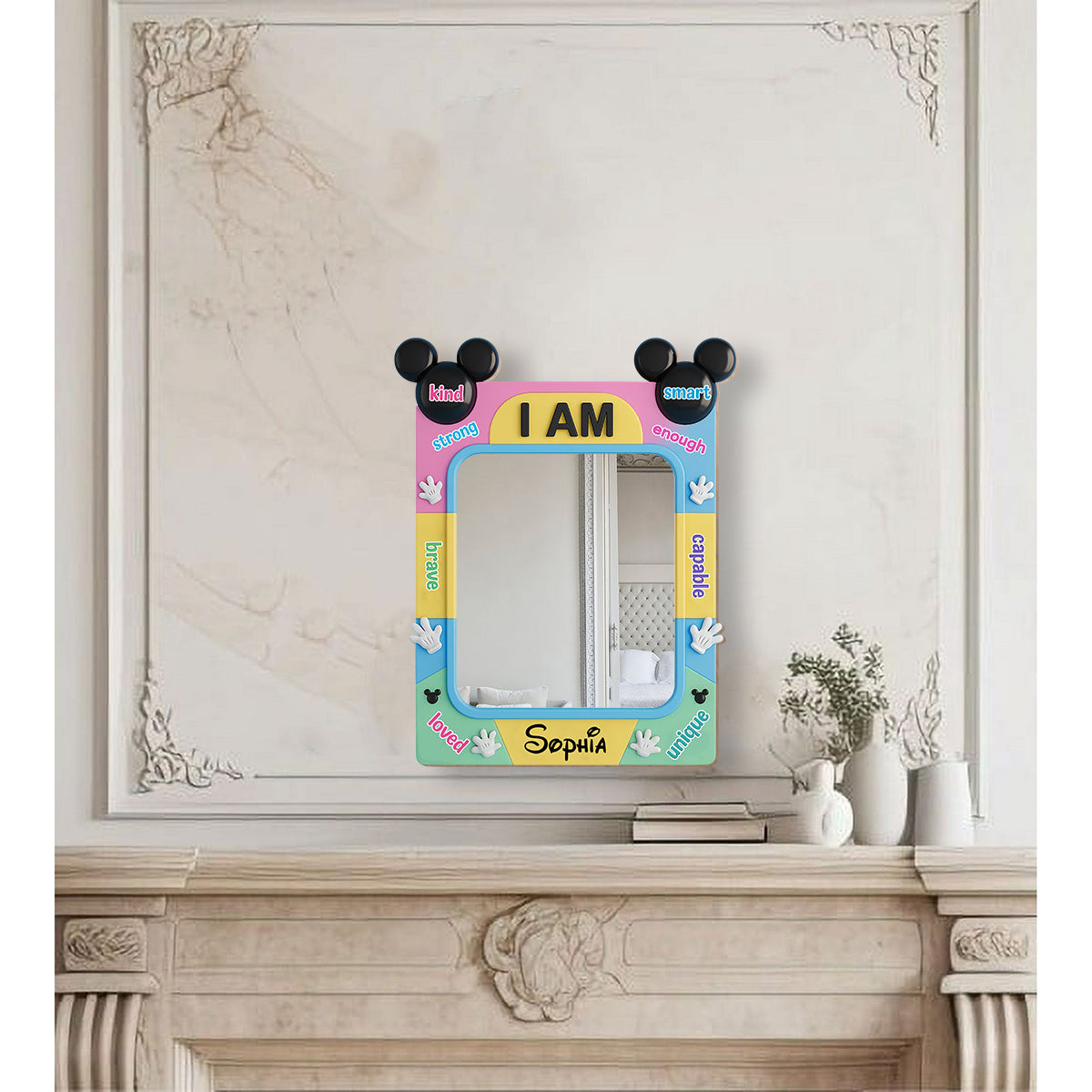 Affirmations Gift - I Am Kind - Personalized Mouse Wall Hanging Mirror