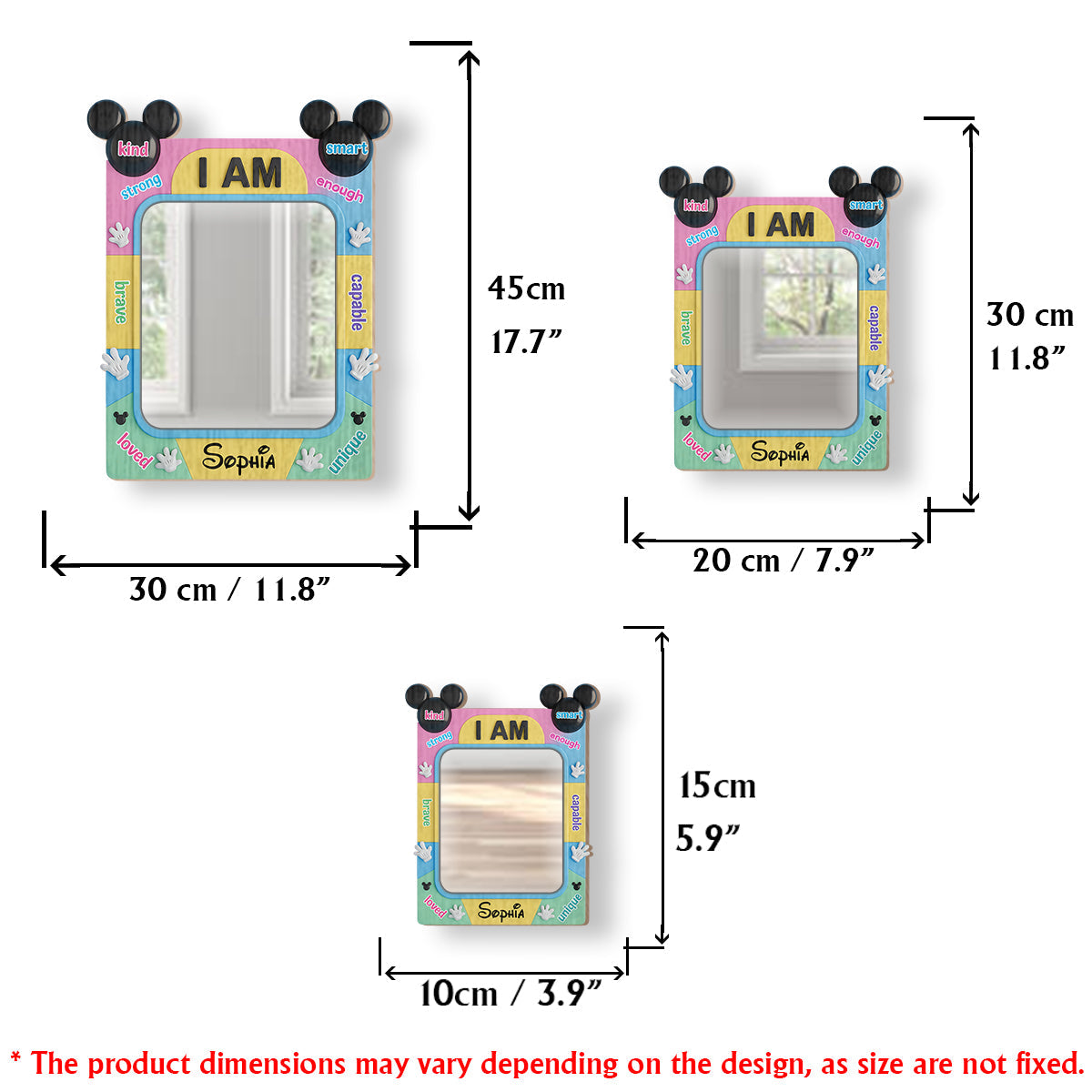 Affirmations Gift - I Am Kind - Personalized Mouse Wall Hanging Mirror