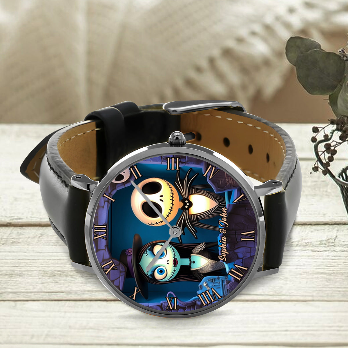 Nighttime Fantasy Couple Custom Name - Personalized Nightmare Hand Watch