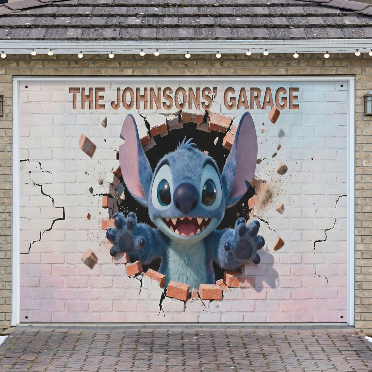 Blue Monster - Personalized Ohana Garage Door Banner