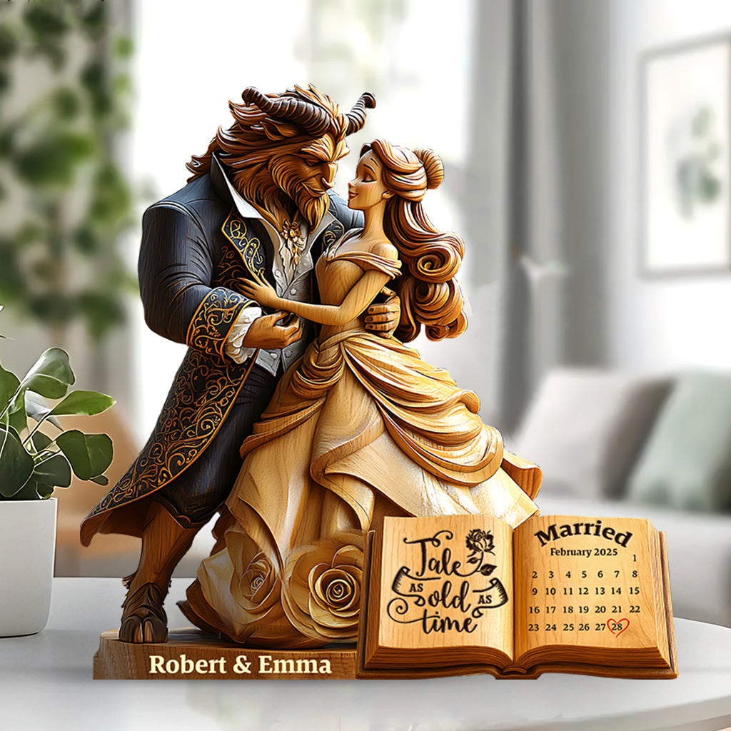 Tale As Old As Time - Personalized Couple Custom Shaped Acrylic Plaque