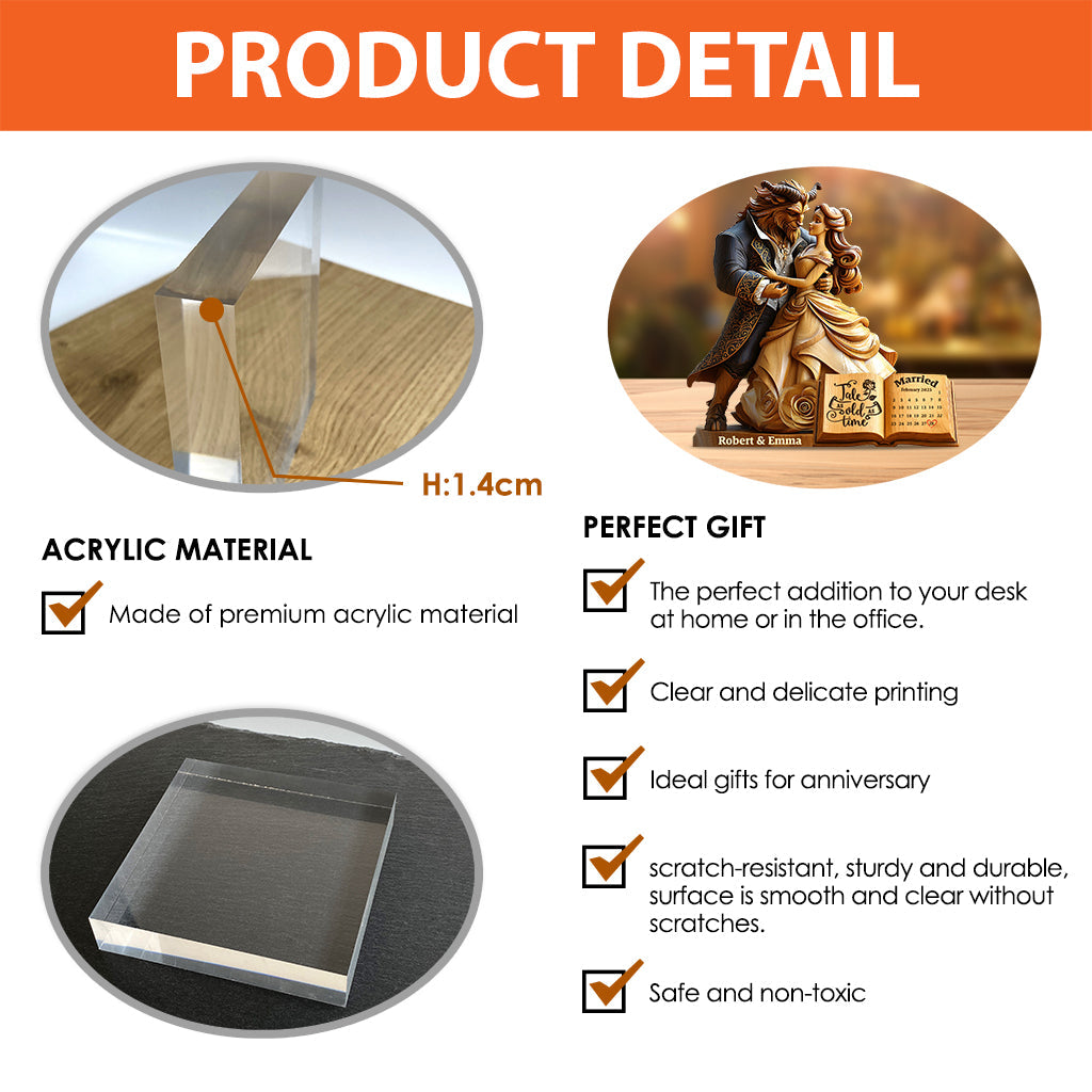 Tale As Old As Time - Personalized Couple Custom Shaped Acrylic Plaque