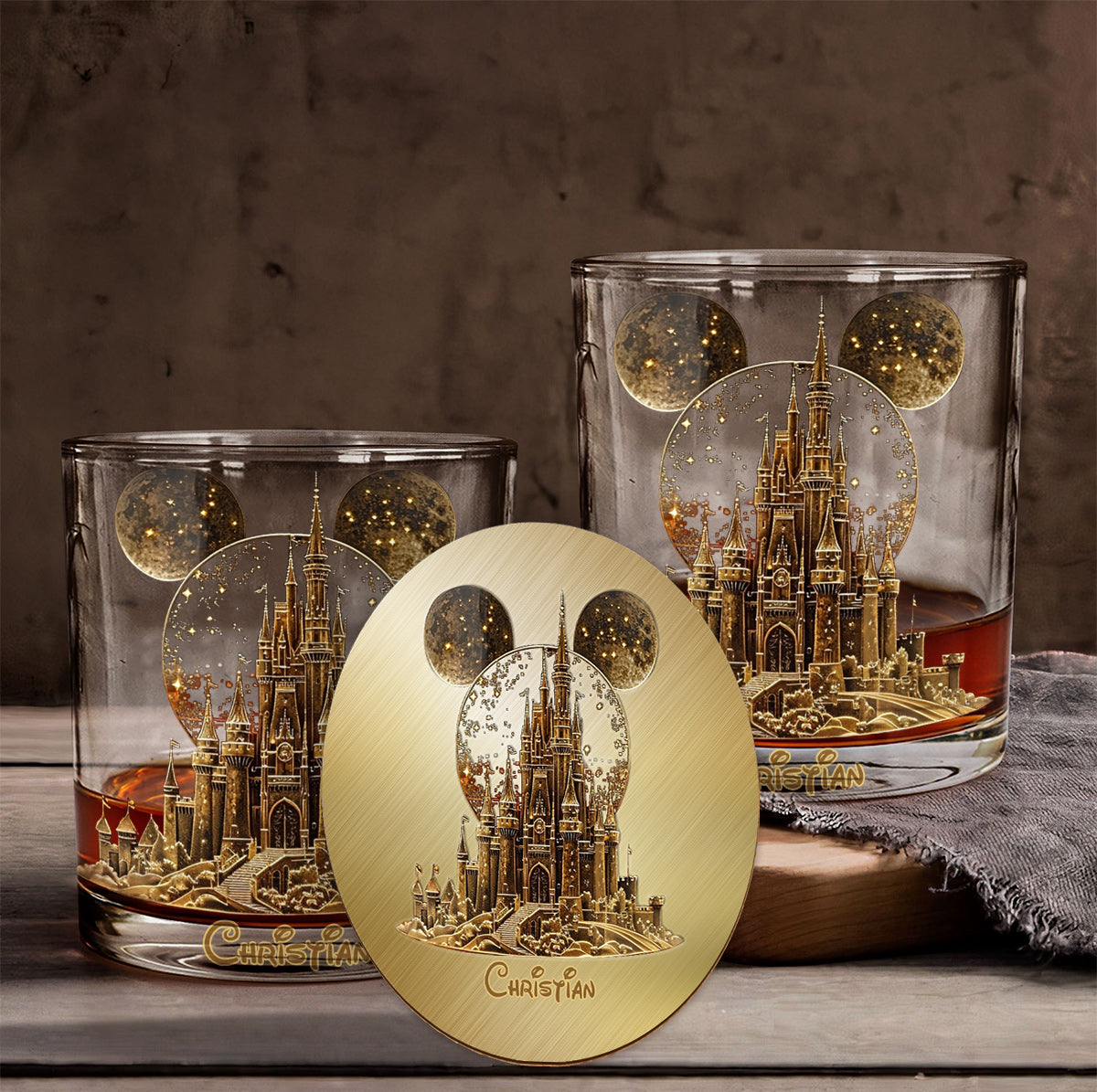 Magical Castle - Personalized Mouse Whiskey Glass