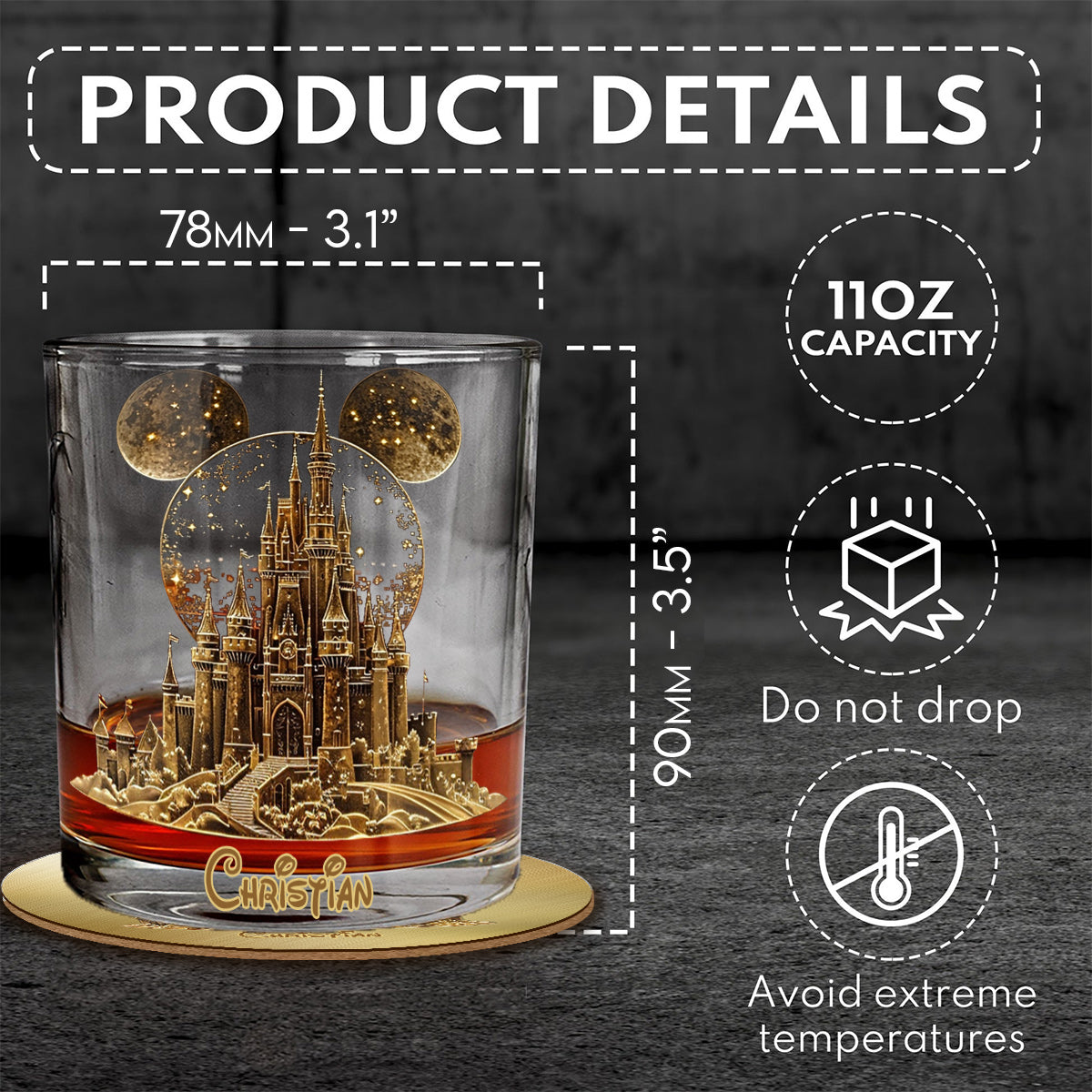 Magical Castle - Personalized Mouse Whiskey Glass