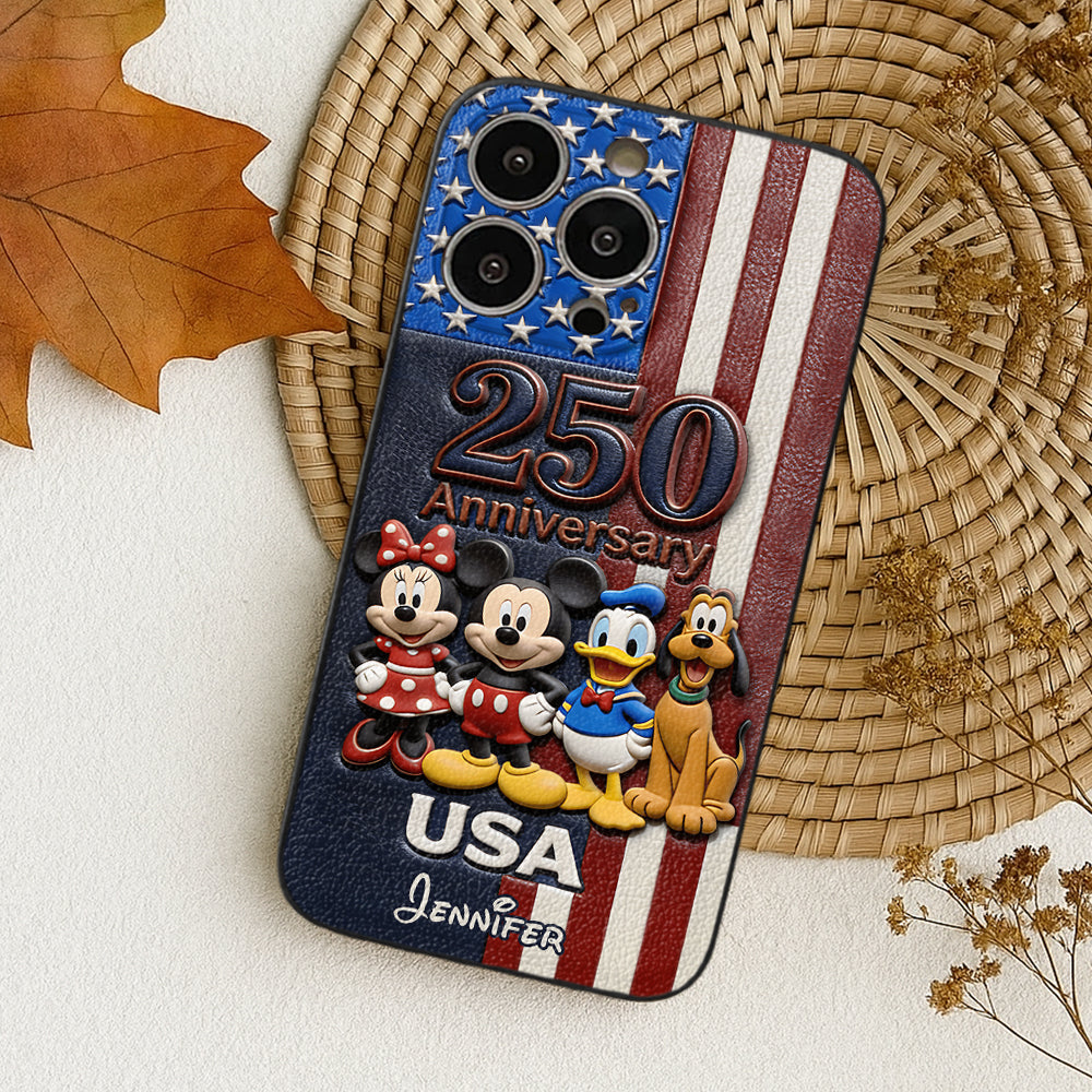 Friends 250 Anniversary - Personalized Mouse 3D Embossed Leather Phone Case