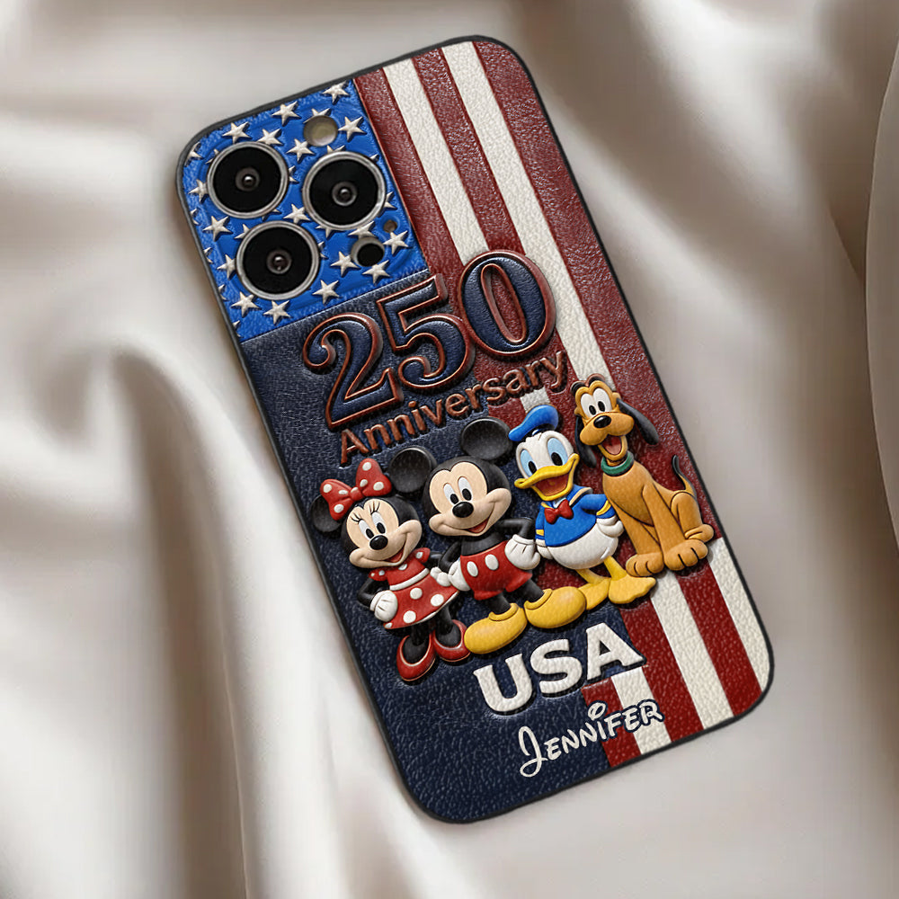 Friends 250 Anniversary - Personalized Mouse 3D Embossed Leather Phone Case