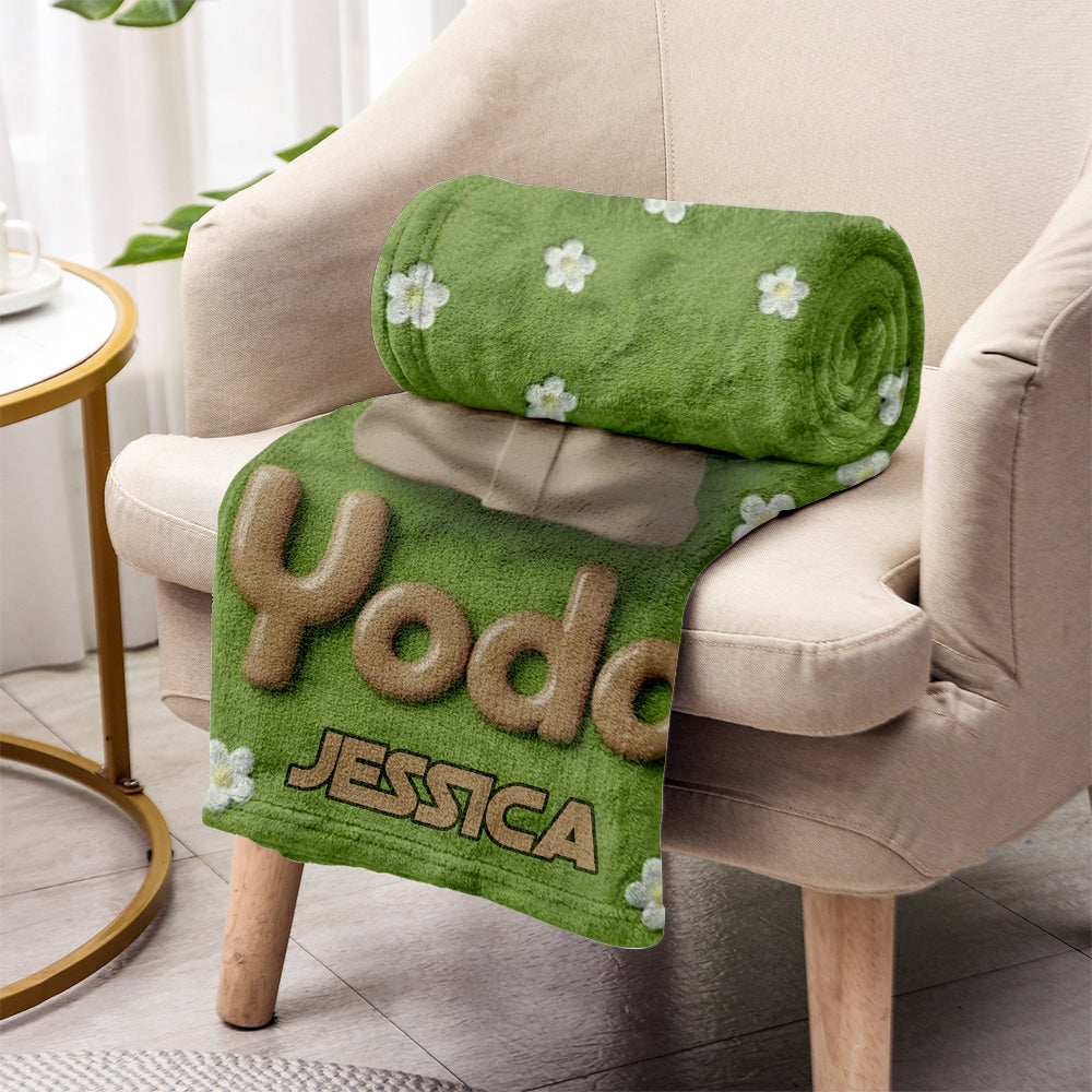 Cute Yoda - Personalized The Force Blanket