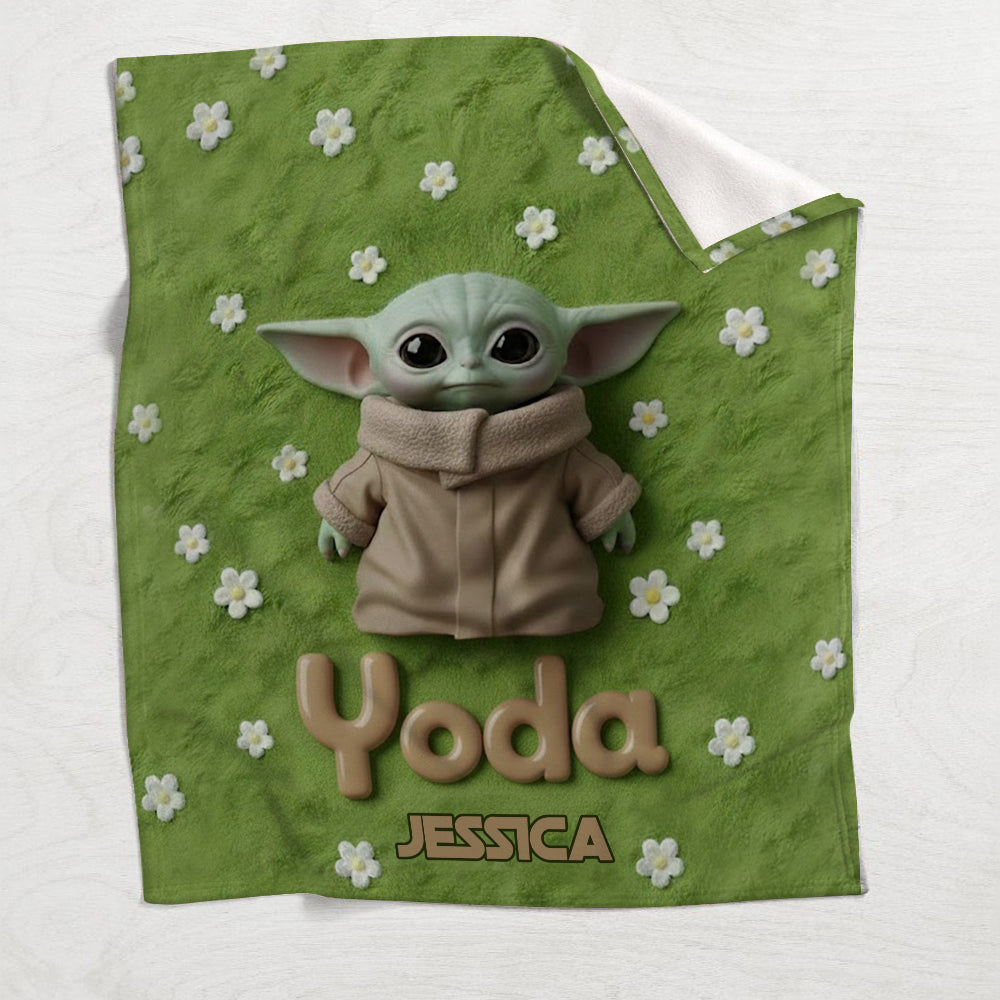 Cute Yoda - Personalized The Force Blanket