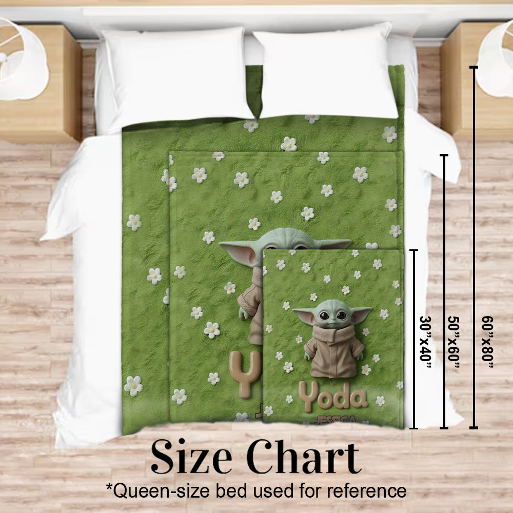 Cute Yoda - Personalized The Force Blanket