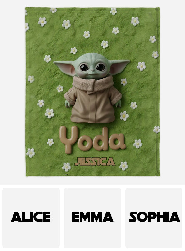 Cute Yoda - Personalized The Force Blanket