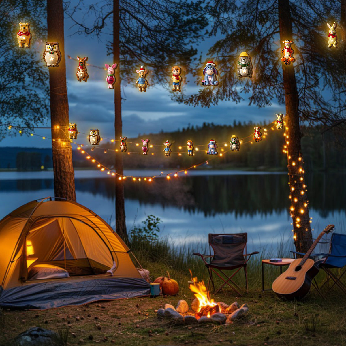 Christmas Friends - Personalized Yellow Bear String Lights
