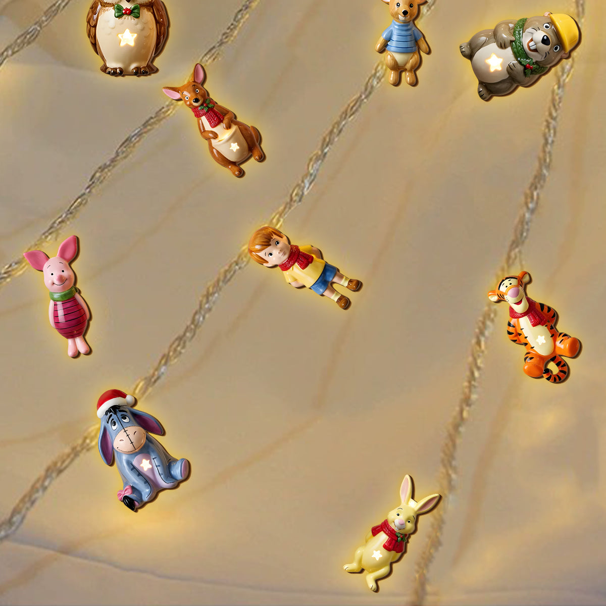 Christmas Friends - Personalized Yellow Bear String Lights