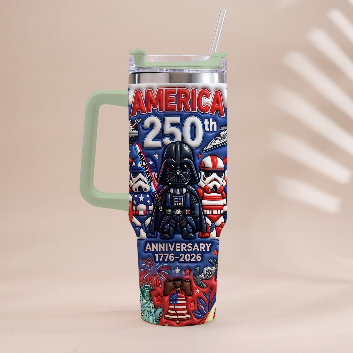 Galaxy USA 250th Anniversary - Personalized The Force Tumbler With Handle