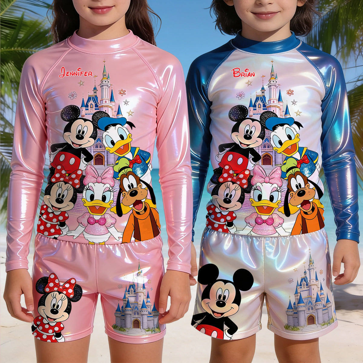 Magical Friends - Personalized Dream Trip Kid Swimsuit Trunk Rashguard Set