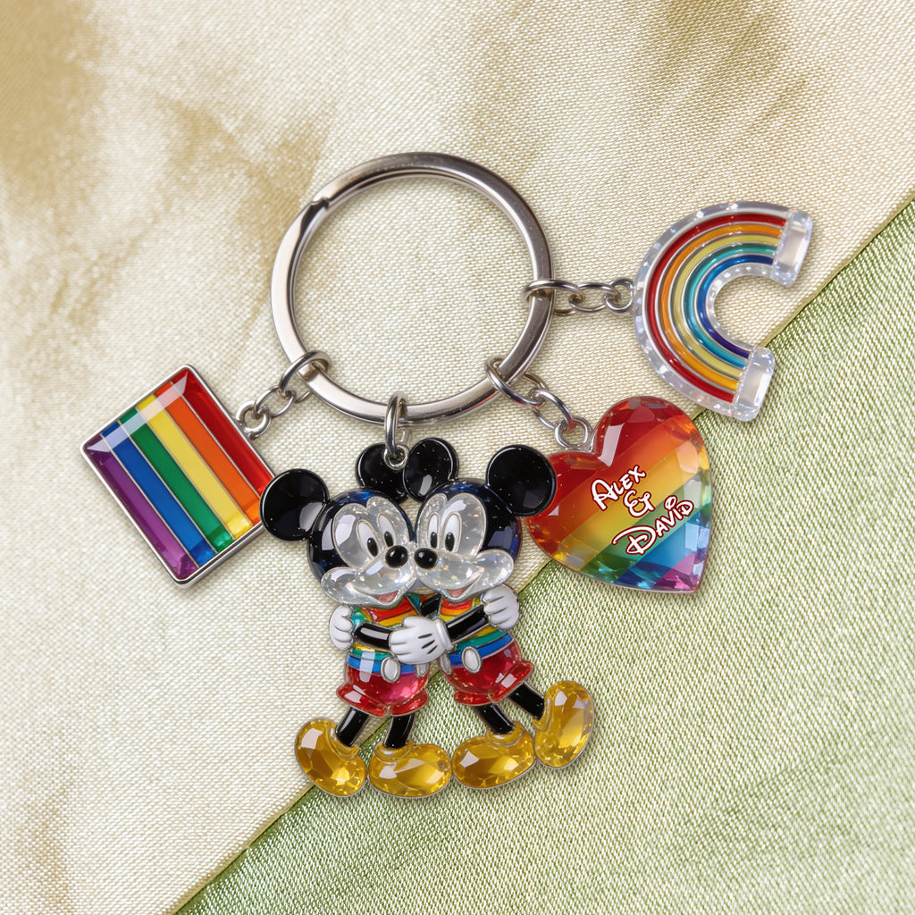 Love Is Love Gift For Couple - Personalized LGBT Support Premium Keychain With Charms