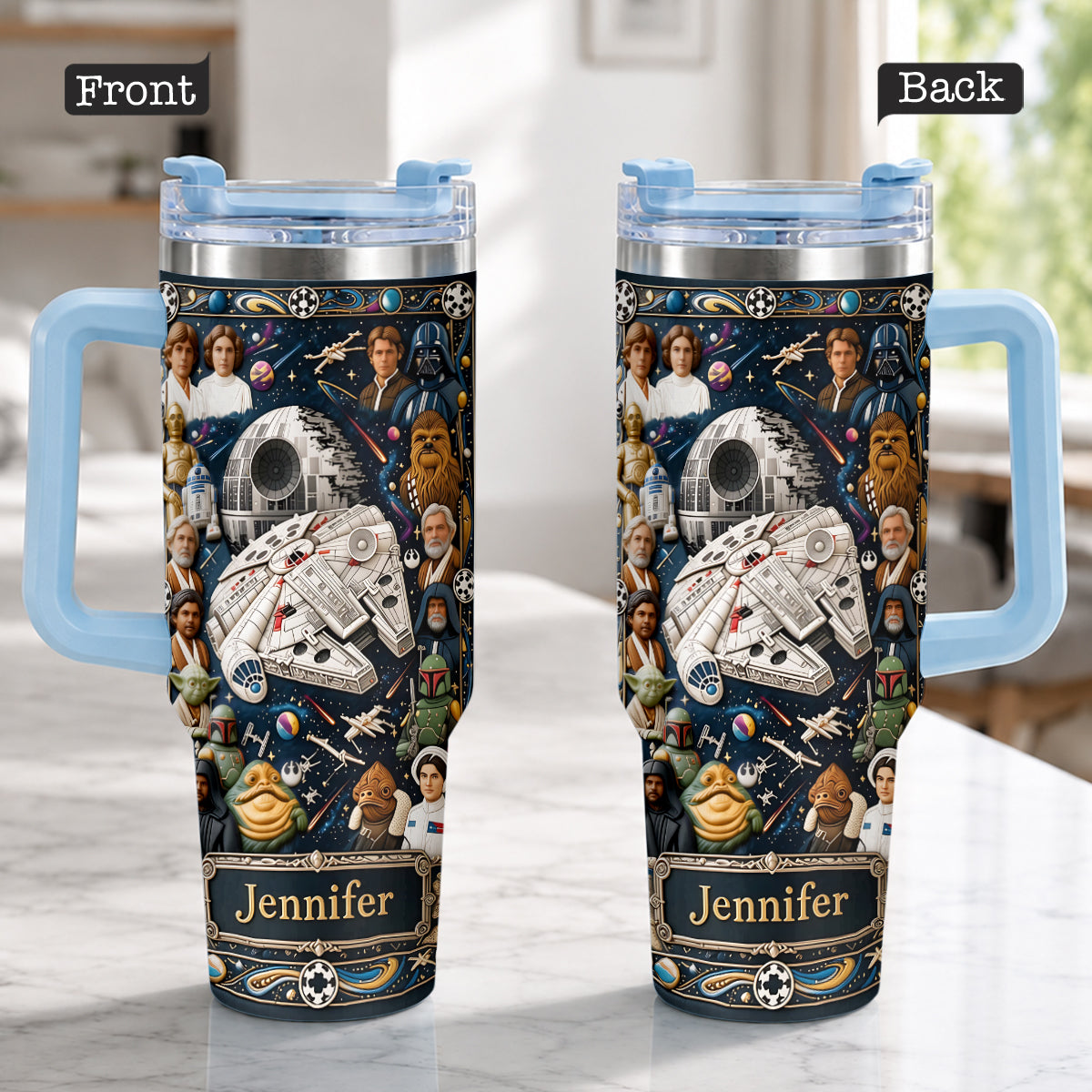 Star Ships - Personalized The Force Tumbler With Handle