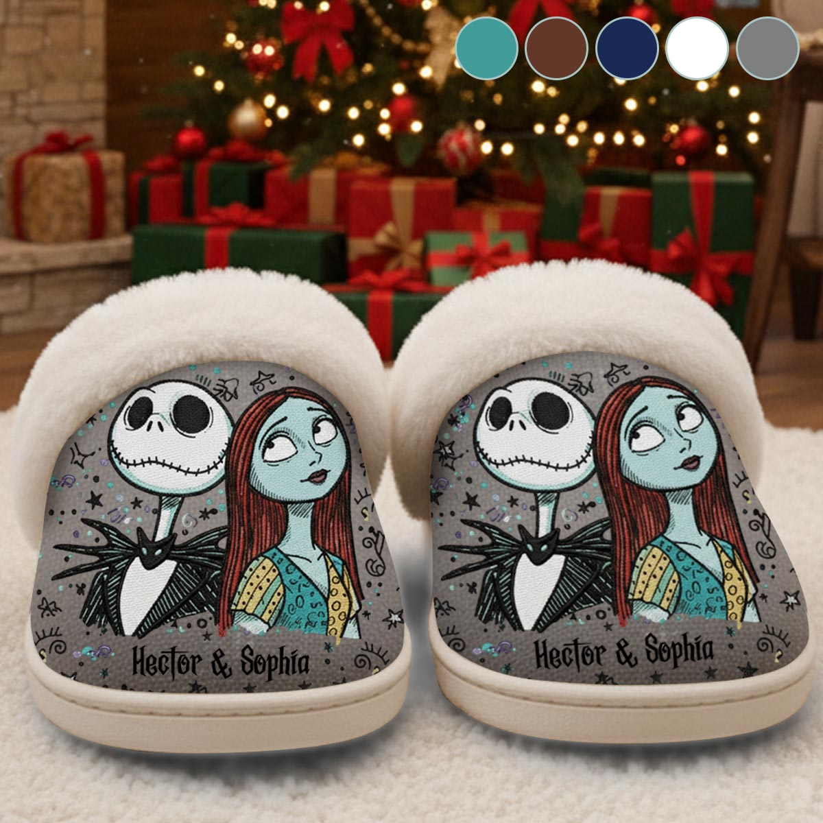 Till Death Do Us Part - Personalized Nightmare Slippers With Fur Lining
