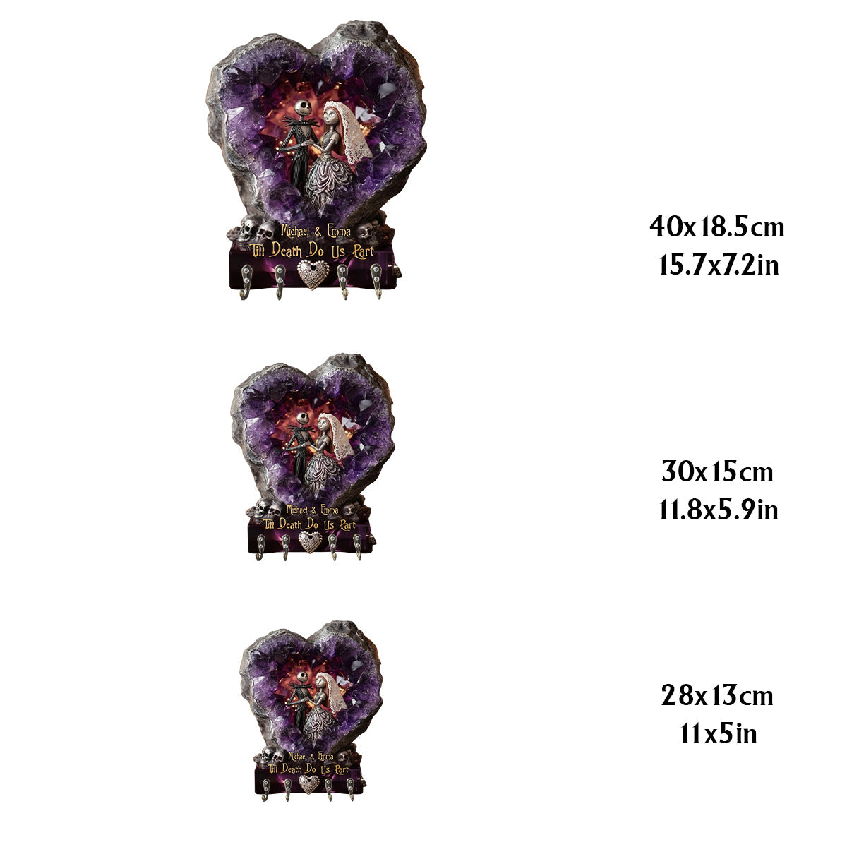 Amethyst Style Spooky Couple, Till Death Do Us Part, Wedding Gift - Personalized Nightmare Custom Shaped Hanging Rack