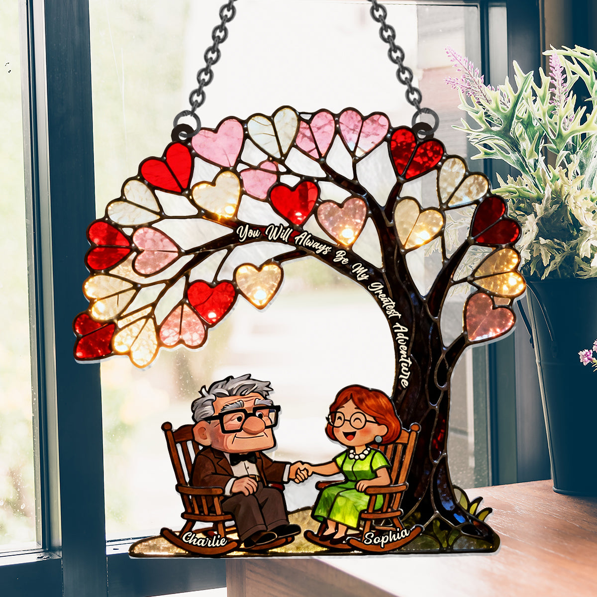 You Are My Greatest Adventure - Personalized Mouse Window Hanging Suncatcher Ornament