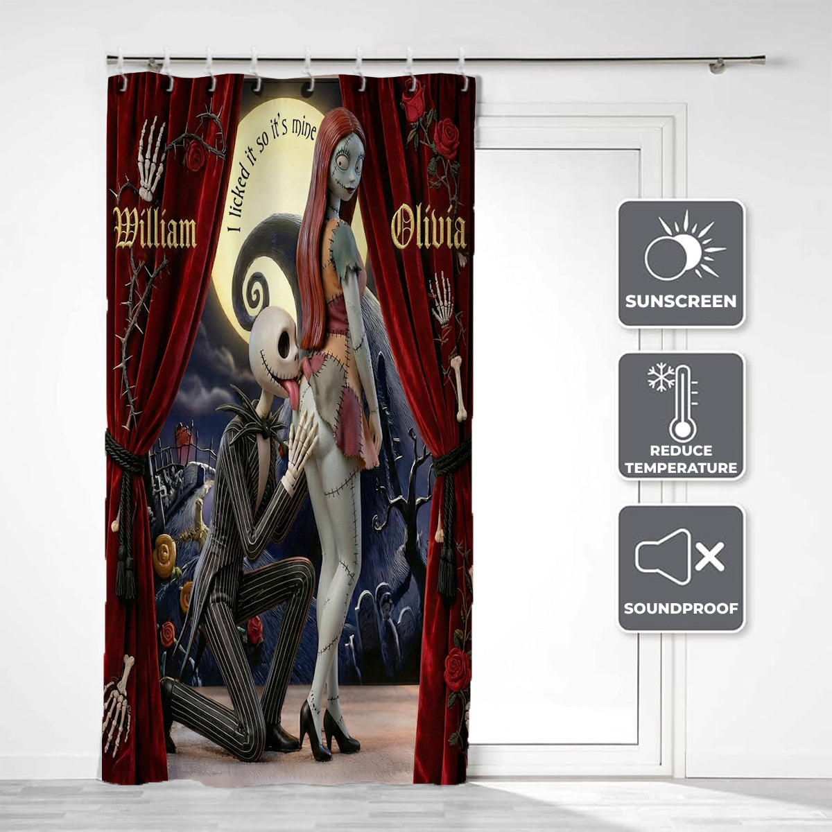 I Licked It So It's Mine - Personalized Nightmare Blackout Window Curtain/ Drapes Set