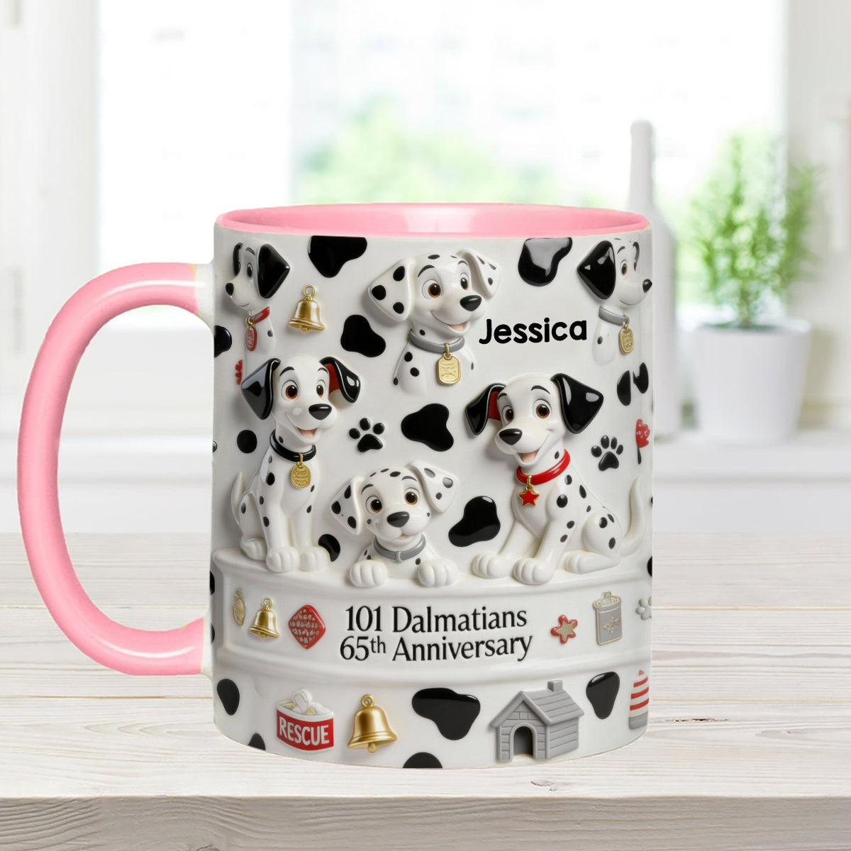 65th Anniversary - Personalized Mouse Set Accent Mug with Acrylic Stirrers