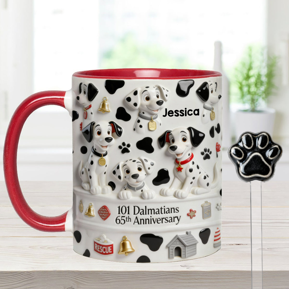 65th Anniversary - Personalized Mouse Set Accent Mug with Acrylic Stirrers