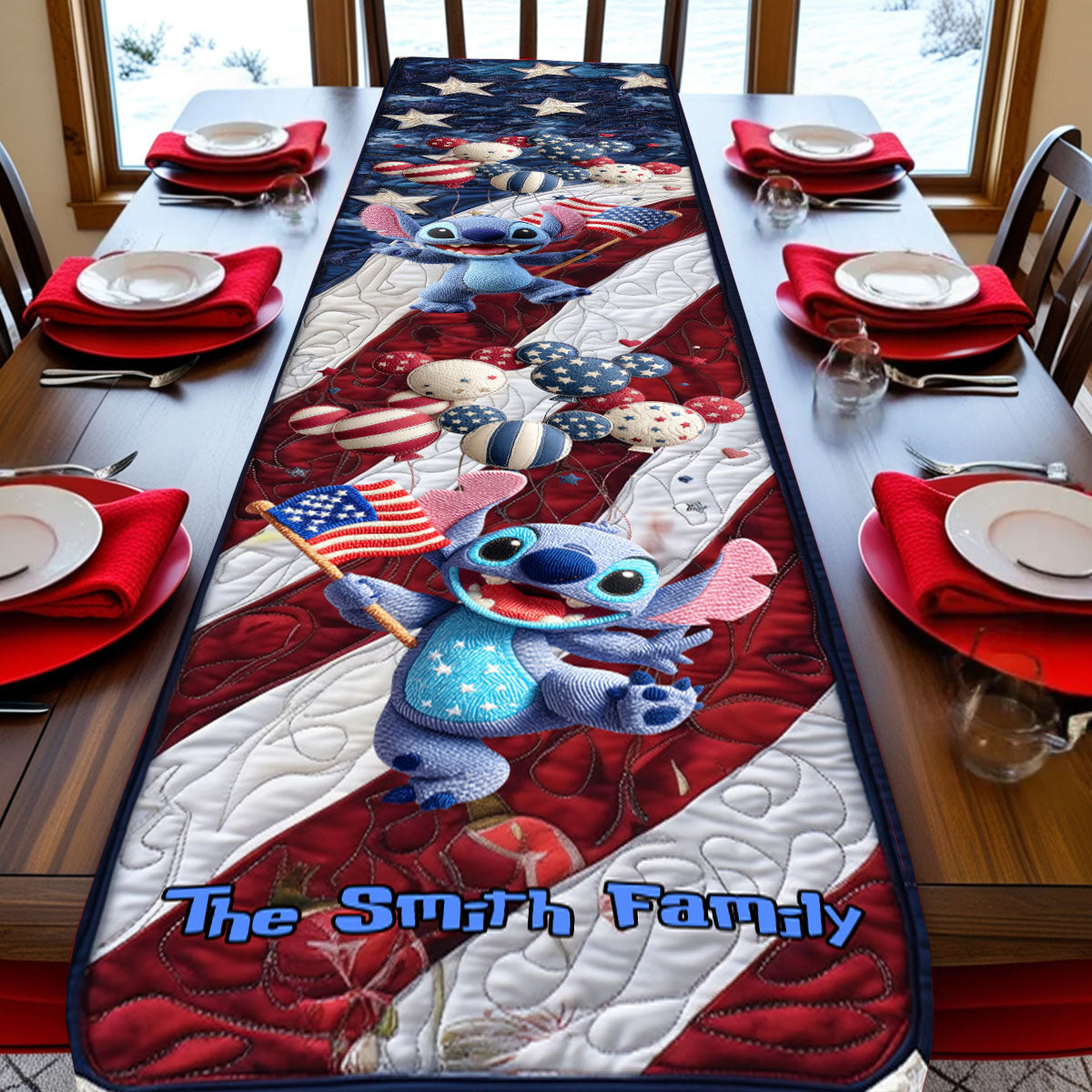 Stars And Stripes - Personalized Ohana Table Runner
