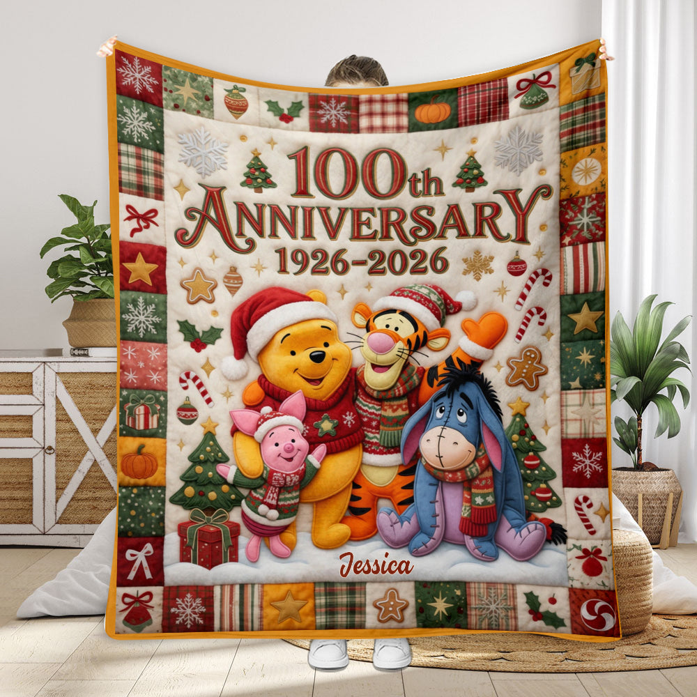100th Anniversary - Personalized Yellow Bear Blanket