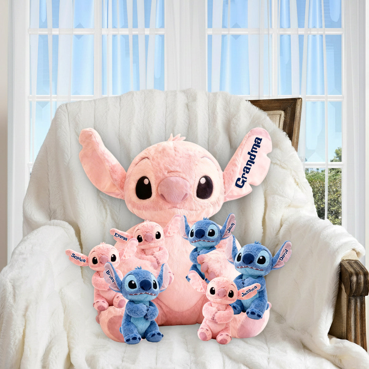 Mama Blue - Personalized Ohana Premium Faux Fur Pillow