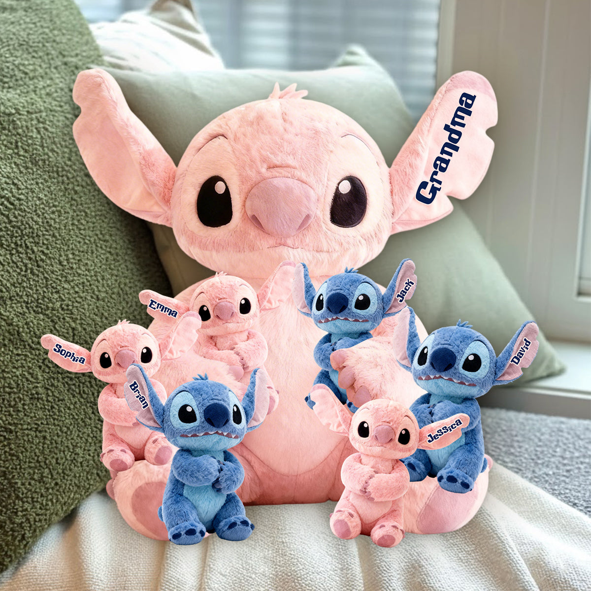 Mama Blue - Personalized Ohana Premium Faux Fur Pillow