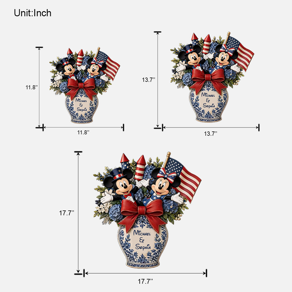 Celebrate Independence Day - Personalized Mouse Custom Shaped Wood Sign