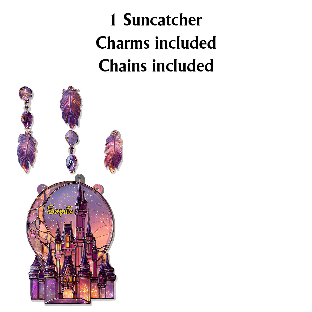 Magical Land - Personalized Mouse Window Hanging Suncatcher With Charms